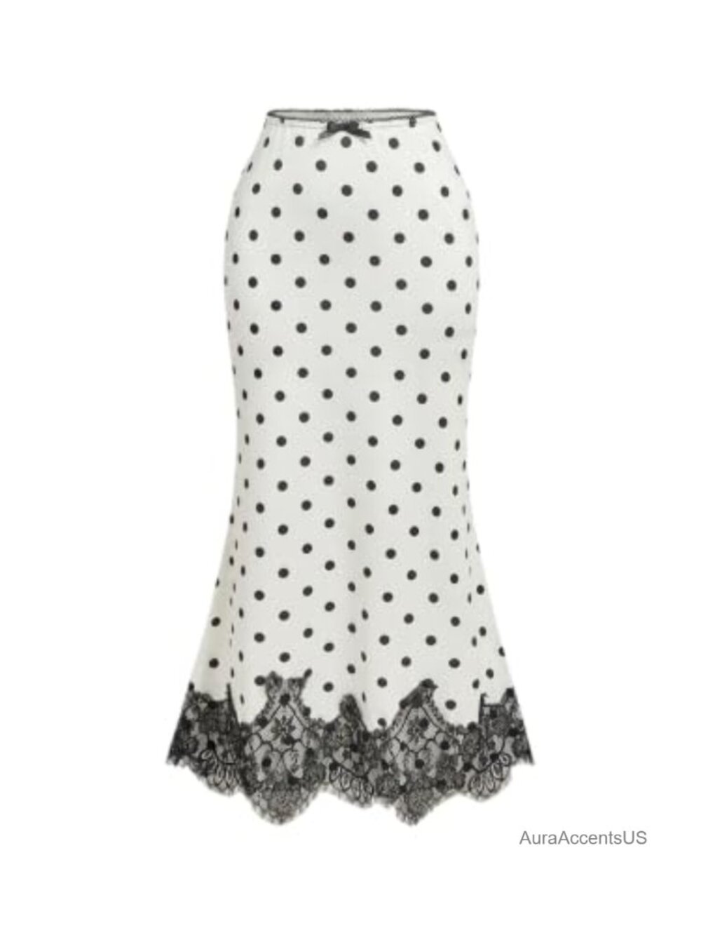 Women's Polka Dot Bodycon Long Skirt Lace Fishtail High Waist Y2K